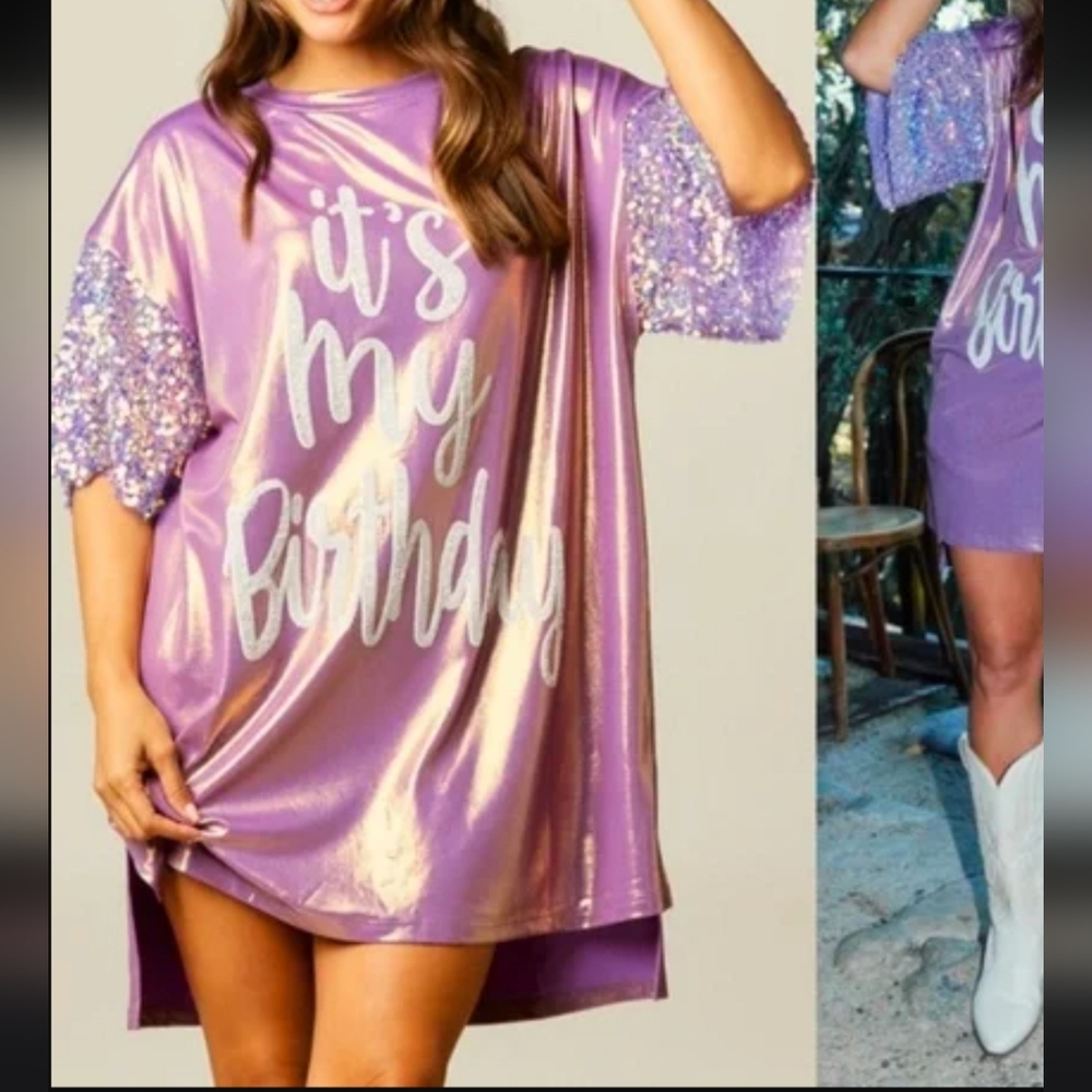 Sale🥳 'It's My Birthday' Sequin Sleeve Dress